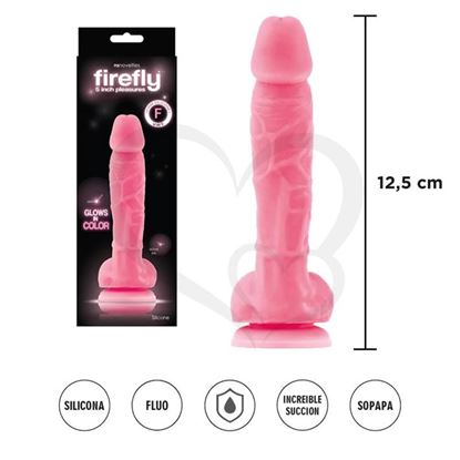 Dildo de silicona firme Firefly de 5 pulgadas en color rosa